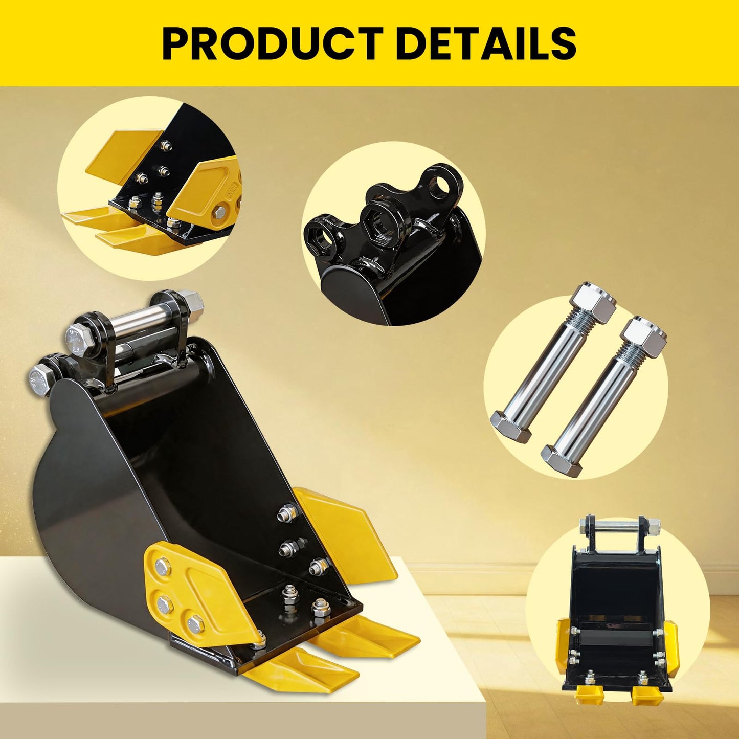 Mini Excavator Bucket, 7.87 "/200MM Backhoe Bucket for Excavator Diggers up to 0.8-2 Tons, Heavy Excavator Attachment, Forged Carbon Steel Teeth with Bolted Connection