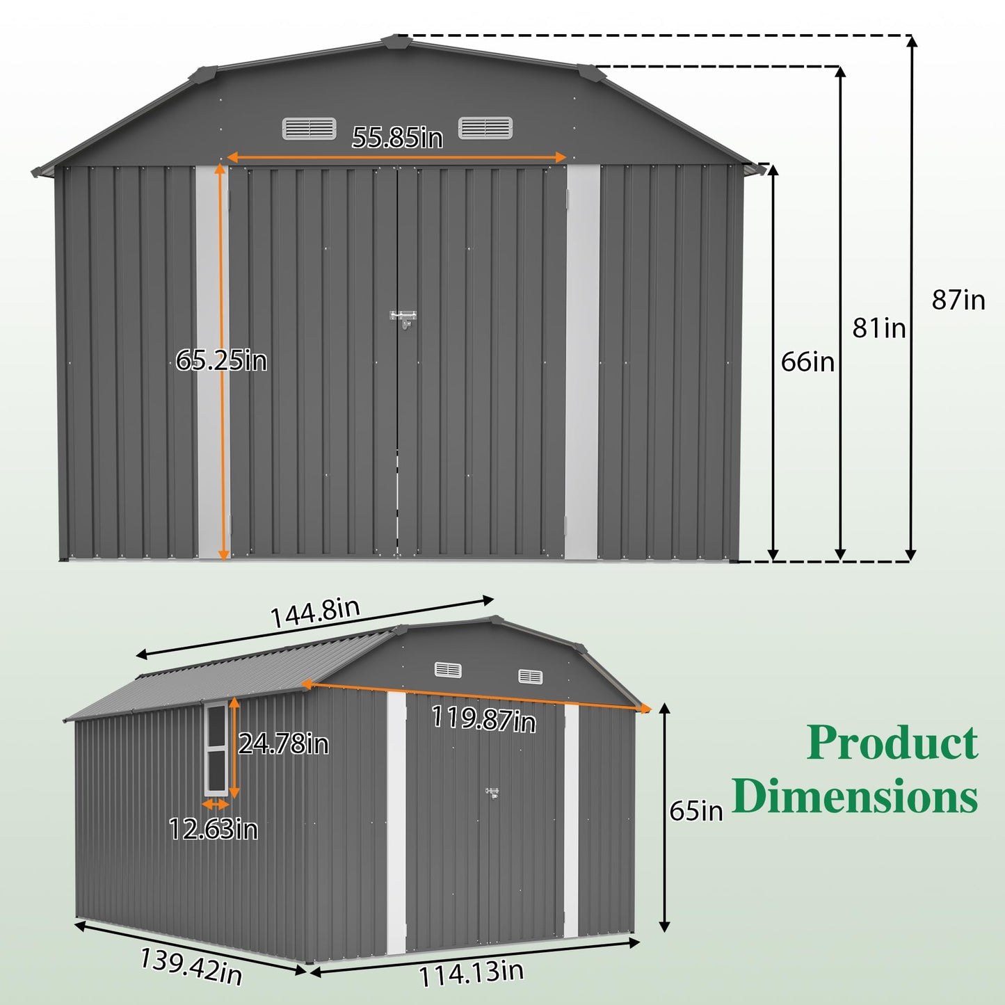 Outdoor Storage Shed, 10 X 12 FT Large Metal Utility Tool Sheds with Floor Frame & Windows, Steel Garden Shed with Updated Frame Structure for Backyard Patio Lawn, Grey