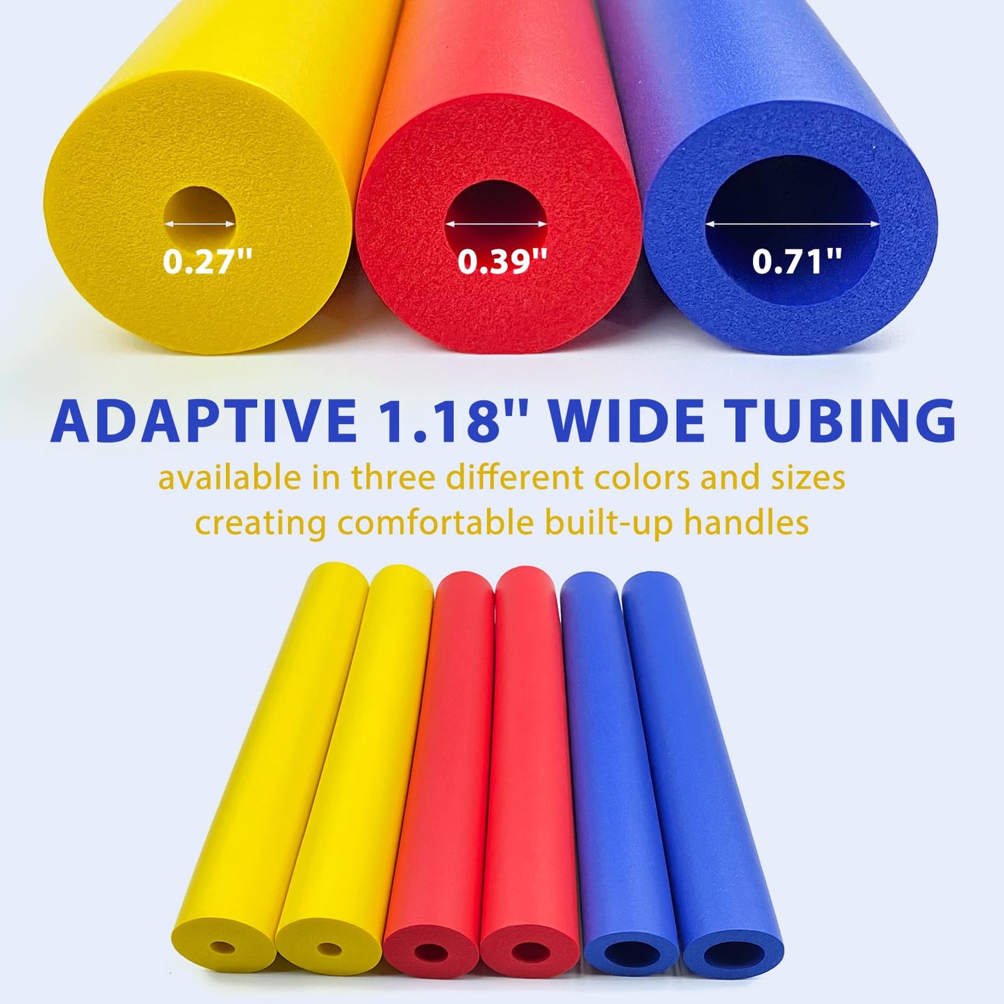 Foam Grip Tubing 6pcs Adaptive Utensils Grip Tubing, Built up Grip Aid for Utensils, Tools and Pens for Elderly, Disabled, Arthritic, Handicapped