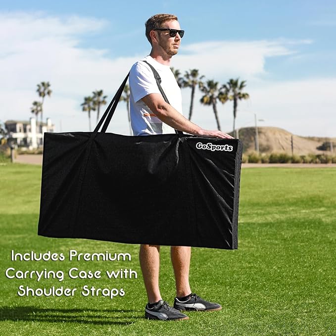 GoSports 4 x 2 ft Flag Series Wood Cornhole Sets – American Flag or State Flags – Includes 2 Regulation Size Boards, 8 Bean Bags, Carrying Case and Rules
