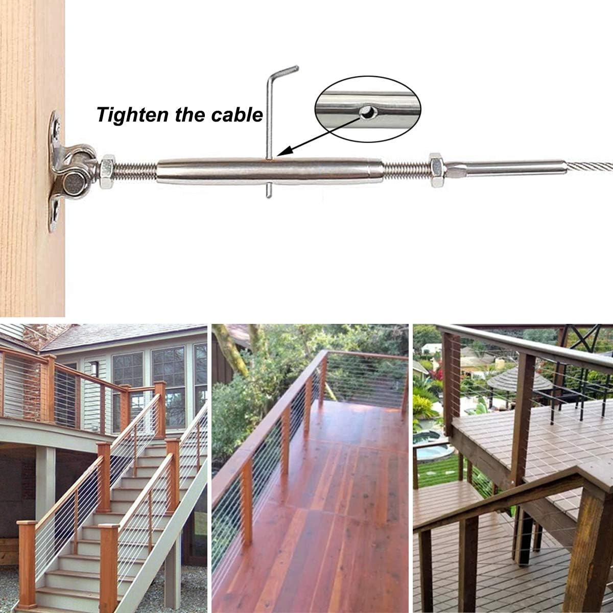 Sowtowe Cable Railing Hardware, 30 Pairs T316 Marine Grade Stainless Steel Cable Railing Kit for 1/8 Inch Cable Railing System, Adjustable Angle
