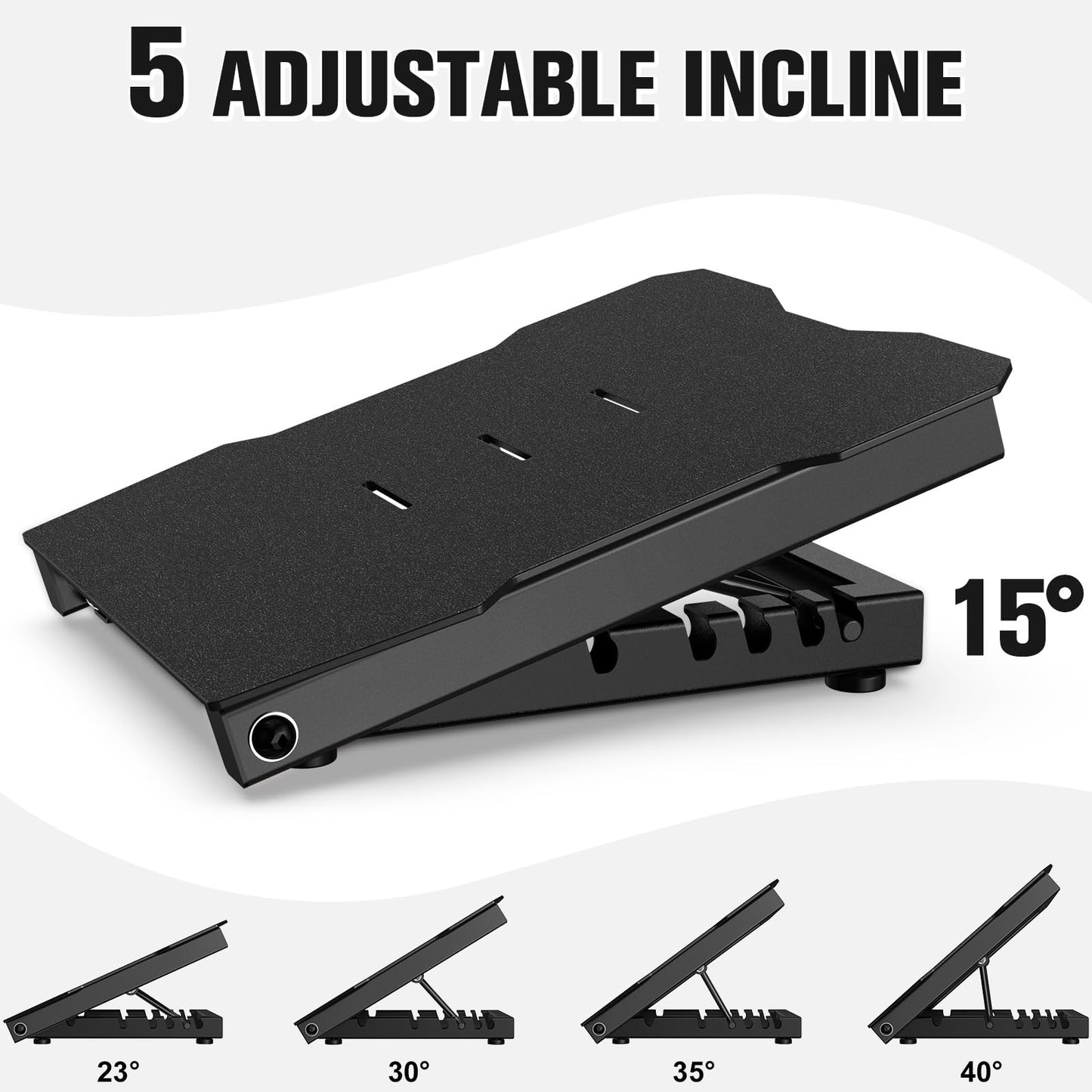 YONKFUL Steel Slant Board Calf Stretcher, 600 Lbs Weight Capacity 5-Level Adjustable Incline Board Squat Wedge Achilles Ankle Stretcher Non-Slip Surface for Squat, Fitness, Physical Therapy, Black