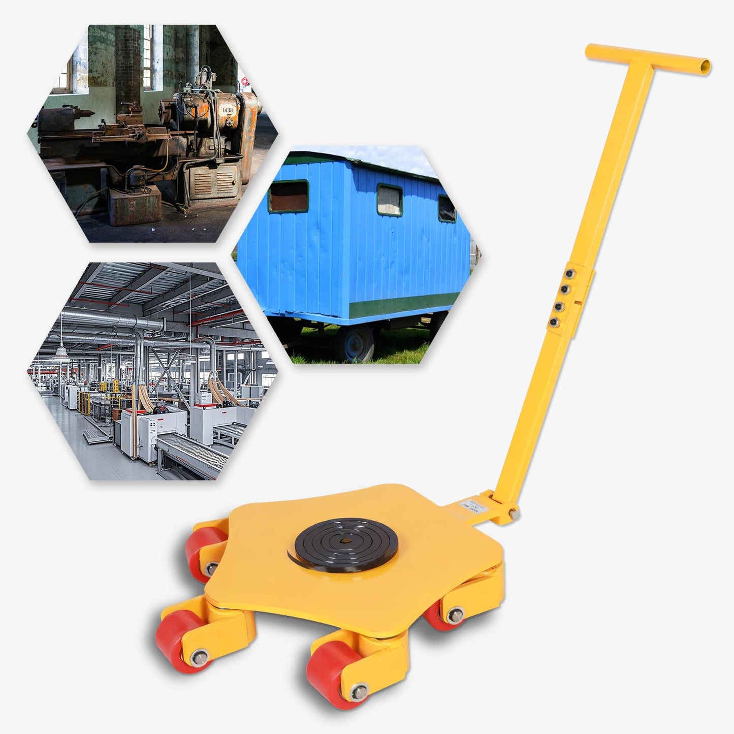 BIG RED Heavy Duty Industrial Equipment Moving Dolly with 5×360° Swivel Rollers - Ideal for Warehouse, Workshop, and Home Use - Non-Slip & Durable Machinery Skate - 5T Capacity