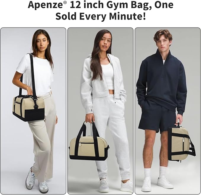 Small Gym Bag Carry On Bag - 12 in Mini Duffle Bag Lightweight for Overnight Travel(Camel)
