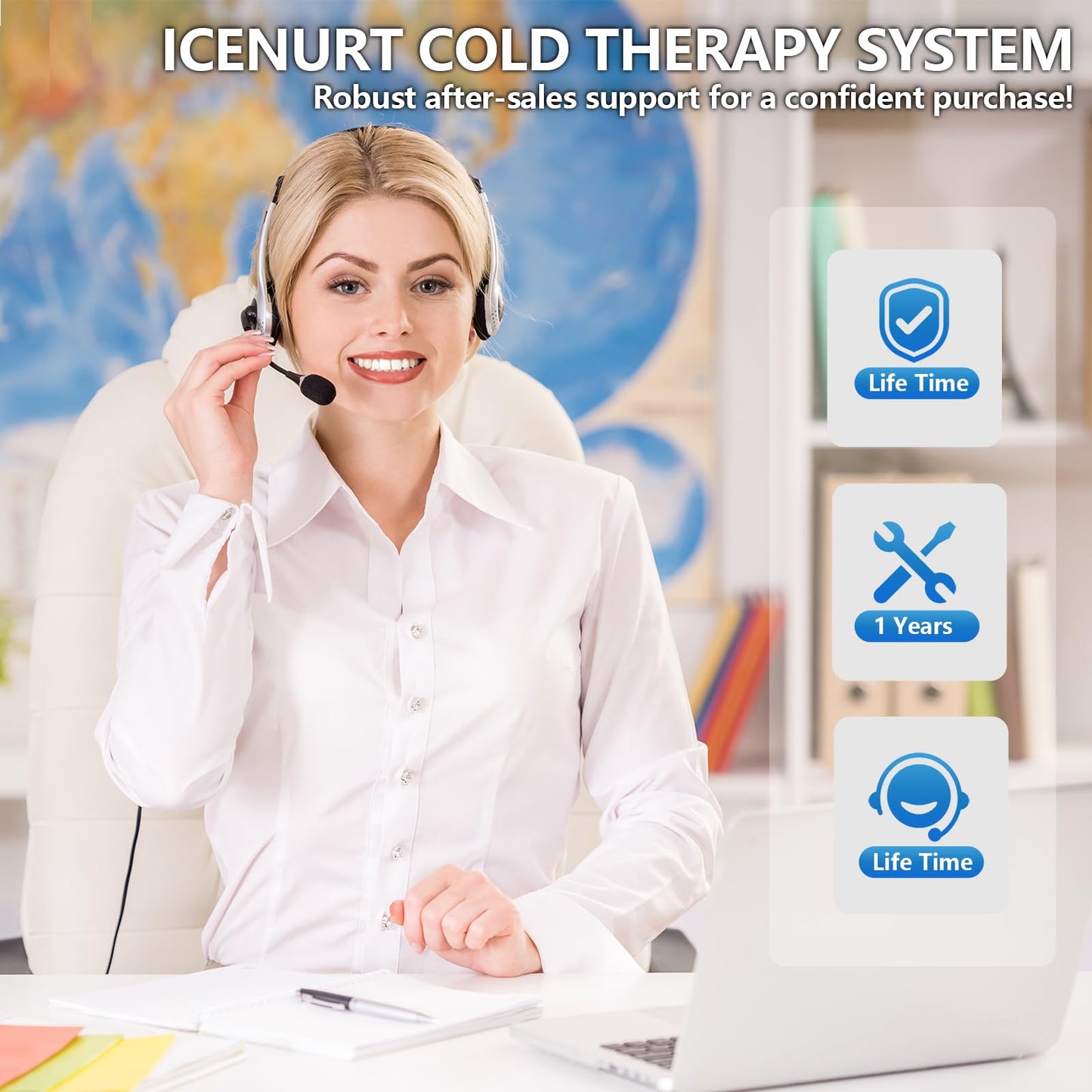 ICENURT Cold Therapy Machine w/Programmable Timer, Ice Machine for Knee After Surgery, Knee Replacement Recovery, Cryotherapy System Pain Relief, Universal Pad for Shoulder, Hip and Ankle