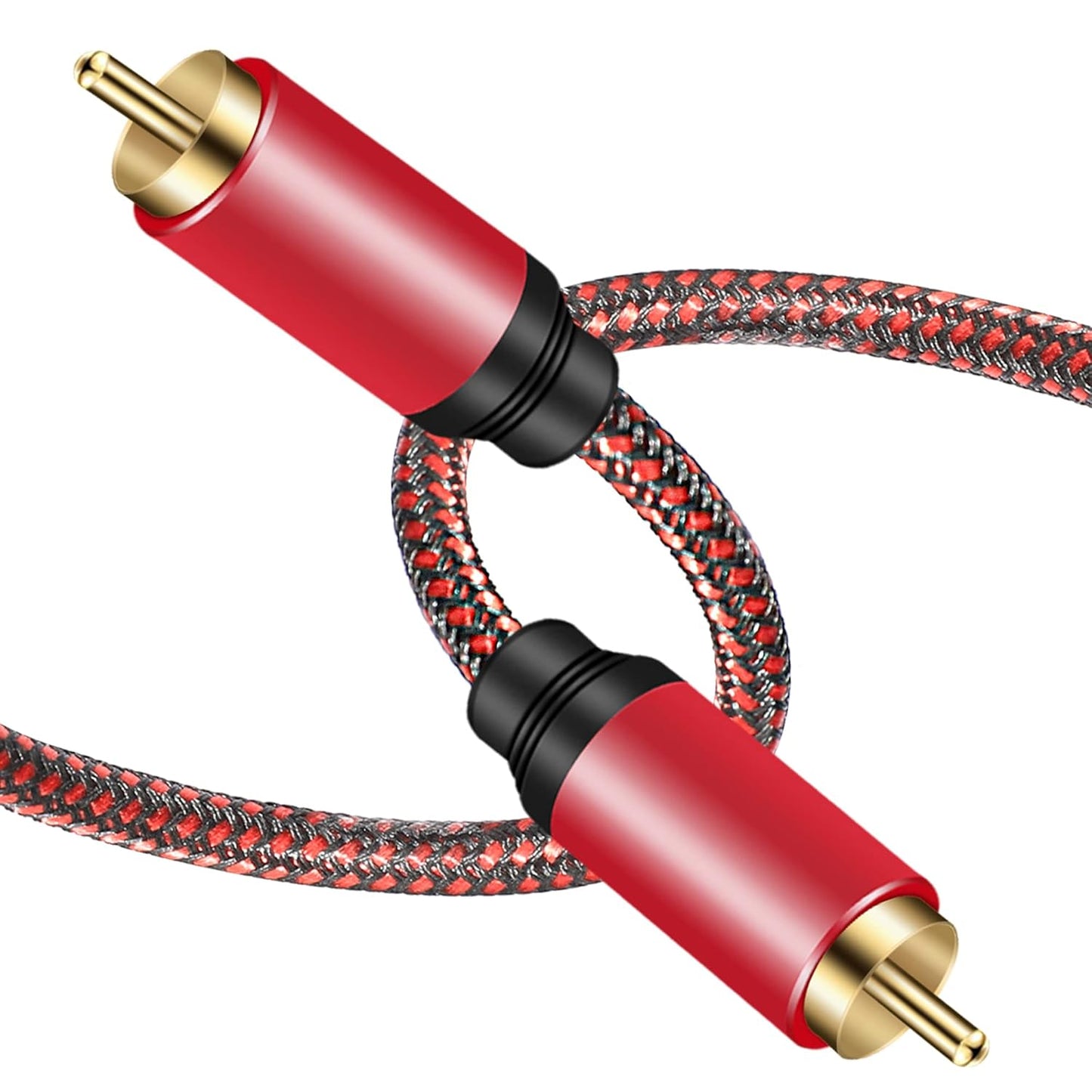 Tiierzon 3Ft,1RCA 1RCA (3Ft) Digital Coaxial Audio Cable Male to Male Subwoofer Cable Nylon Braided RCA Video Cable