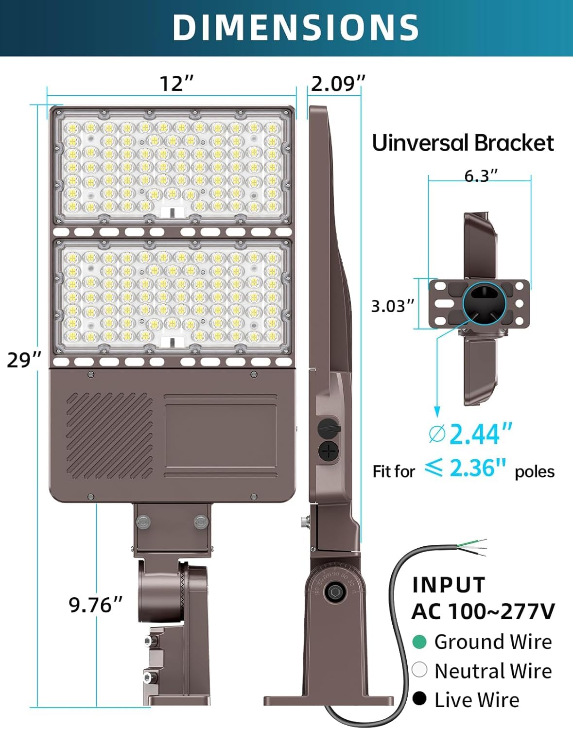 ADUB 10PCS LED Parking Lot Lights 320W 250W 200W, LED Shoebox Light 5700K 5000K 4500K Arm&Slip Fit Mount,Outdoor Pole Light with Photocell, IP65 Commercial Street Area Flood Lighting 100-277V