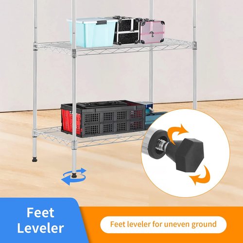 BestOffice | Heavy-Duty 5-Tier Wire Storage Shelves | Chrome | 14x24x60 | Holds Up to 750 lbs | Easy No-Tool Assembly