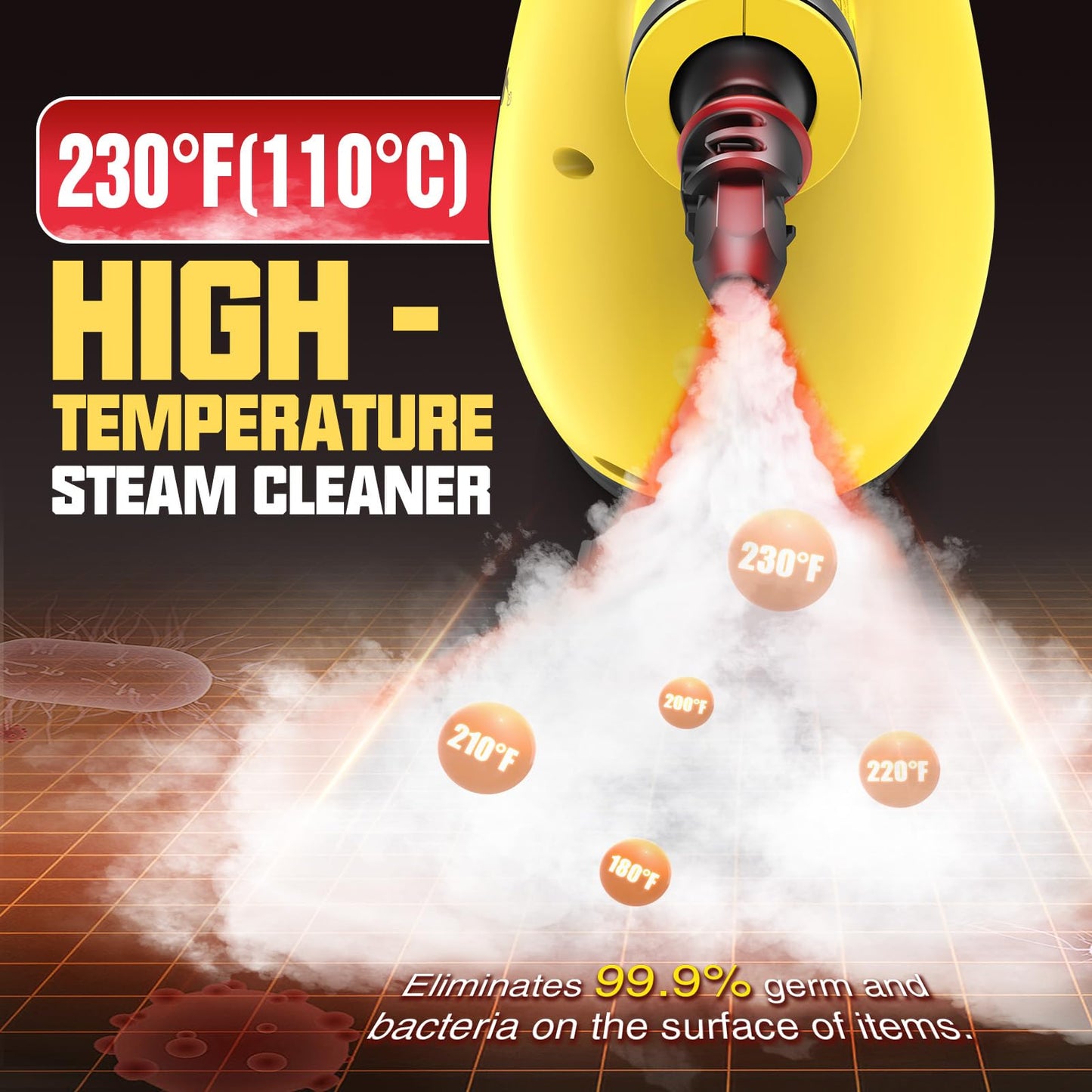 STEAMIFY Pressurized Handheld Steam Cleaner for Home, Multi-Surface Steamer with 12 Accessories, 12.8oz Natural Steamer for Cleaning Car, Bathroom, Shower, Upholstery, Grout, Window, Grease