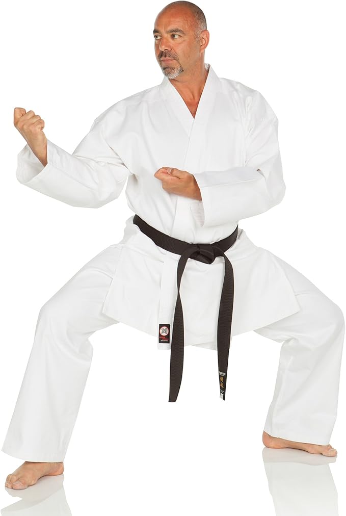 Ronin Medium Weight Karate GI Middleweight Martial Arts Karate Uniform - 9.5 oz Cotton, White Belt Included