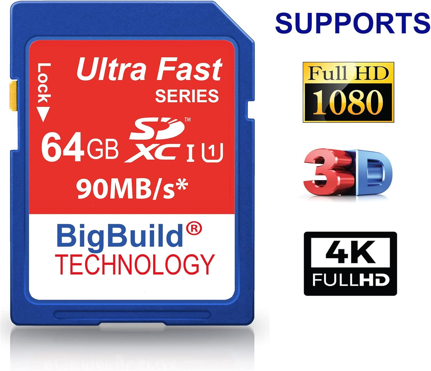 BigBuild Technology 64GB X-M5, X-S20, X-T50 SDXC Memory Card for Fujifilm Cameras