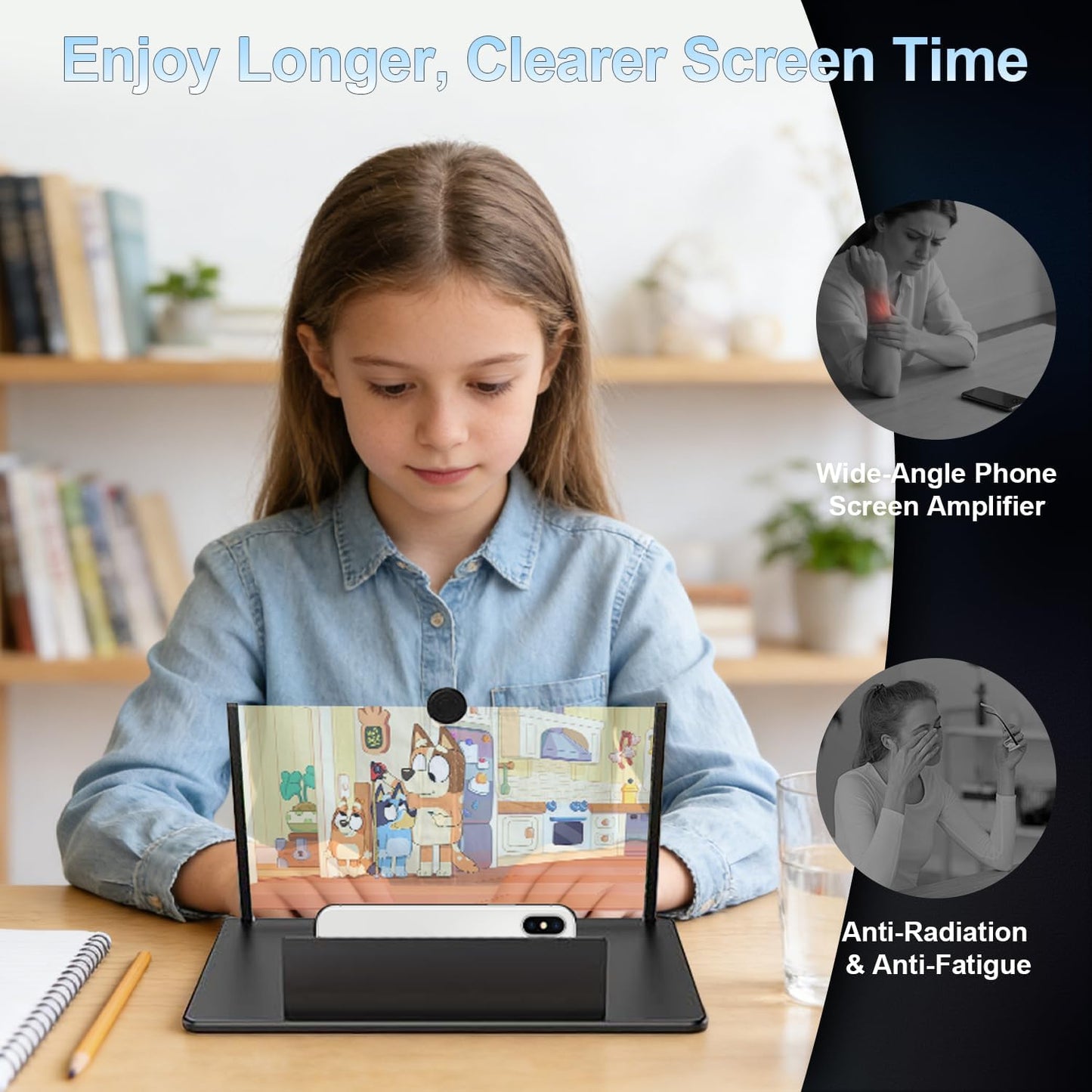 12" 3D Smartphones,12 inches for Mobile Phone Screen Magnifier HD Projector Screen for Movies, Videos, Foldable Stand