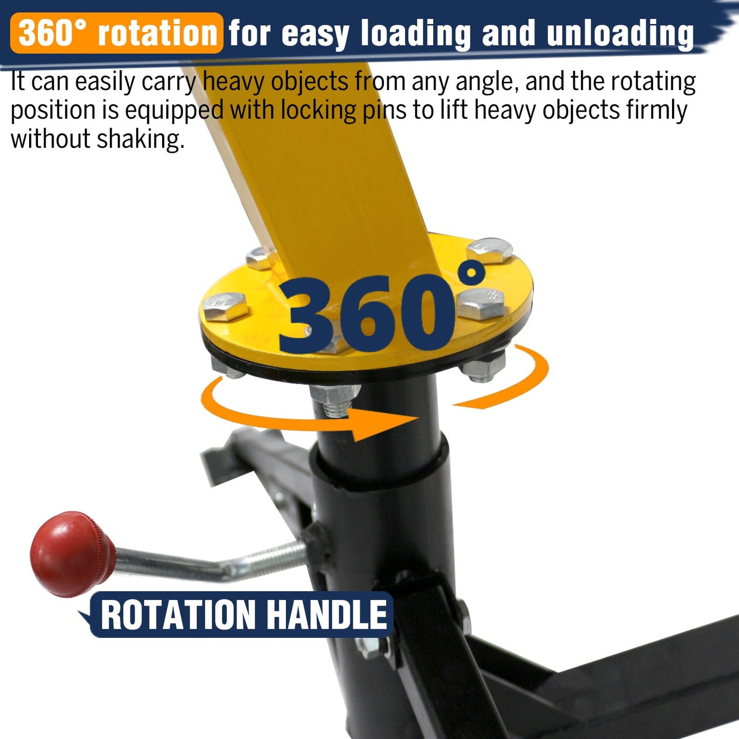 Hydraulic Pickup Truck Crane with Hand Winch,2000 LBS Capacity,360°Swivel Truck Jib Engine Hoist Crane,Davit Crane,44.09”to 57.48”Working Boom Range,for Lifting Workshops,Construction,Agriculture