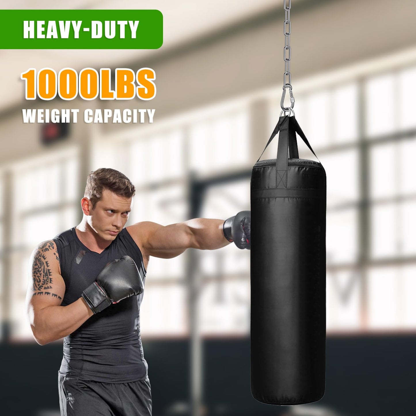 SELEWARE 2-Pack Heavy Duty Stainless Steel Punching Bag Chain, 1000LB Heavy Bag Hanging Chain with Carabiners, 20" Extension Chain for Boxing Bags, Hammocks, Swings, Yoga Trapeze & Hanging Chairs