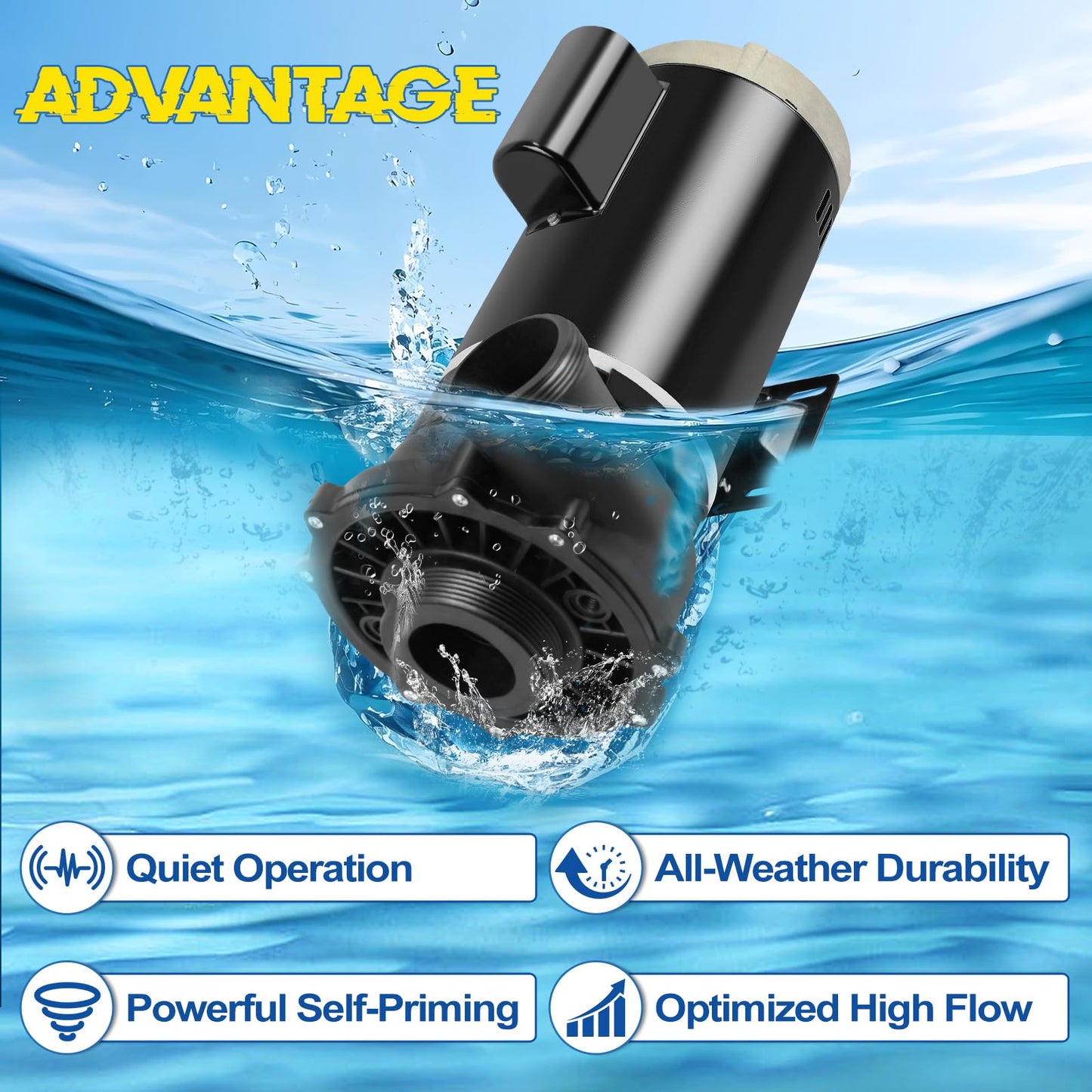 3721621-13 Replacement Spa Pump, 4 HP 230V 2-Speed 56-Frame Side Discharge Hot Tub Pump