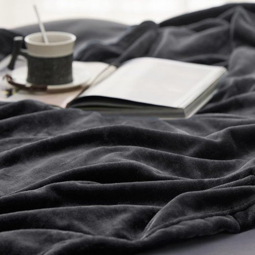 Bedsure GentleSoft Fleece Throw Blanket - Dark Grey 300GSM Cozy Plush Blanket for Couch & Bed