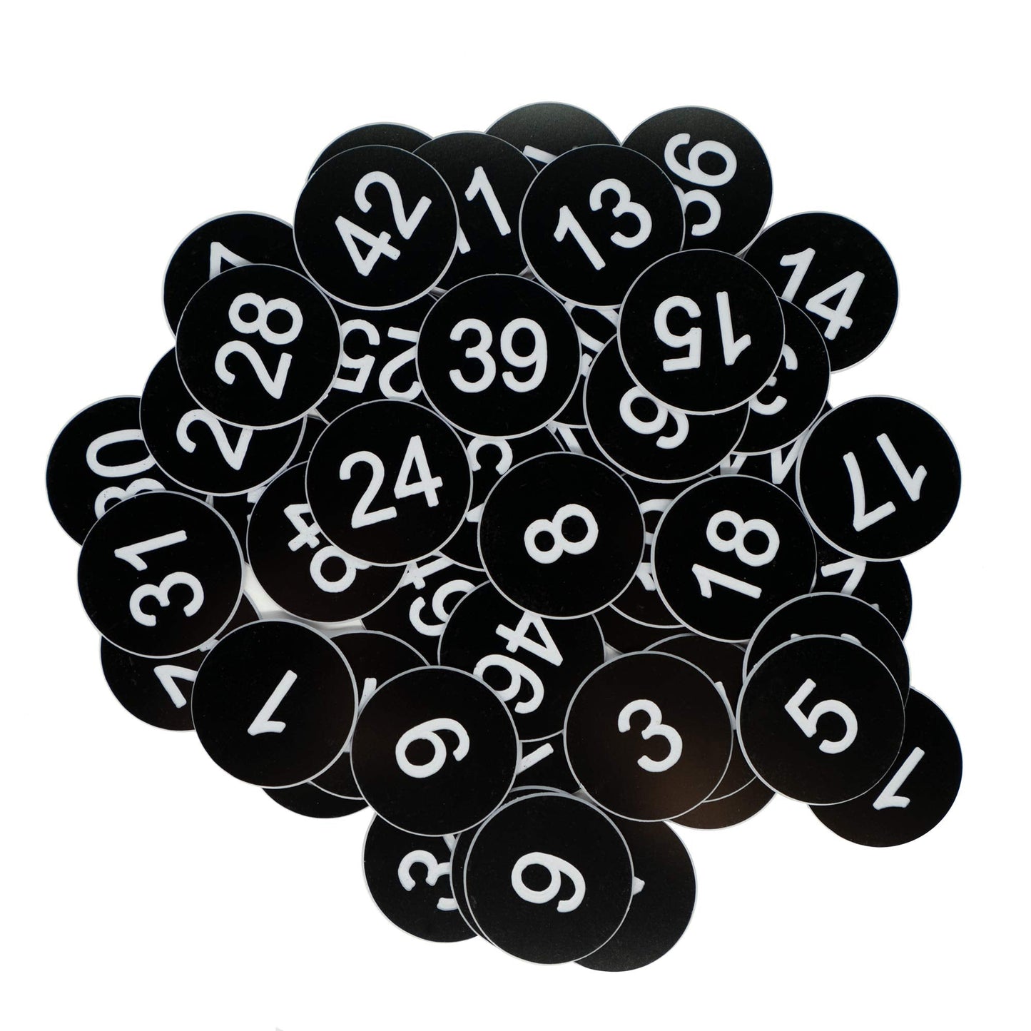 StayMax Plastic Number Tags Engraved Numbered Tags Without Hole (1-100, Black)