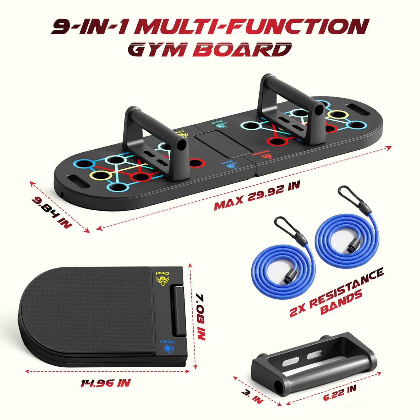 HAVENITY Plank Board & Push Up Board 22-in-1 with Resistance Bands – Core Trainer with Foam Elbow Pads, Foldable Home Gym Equipment for Men & Women