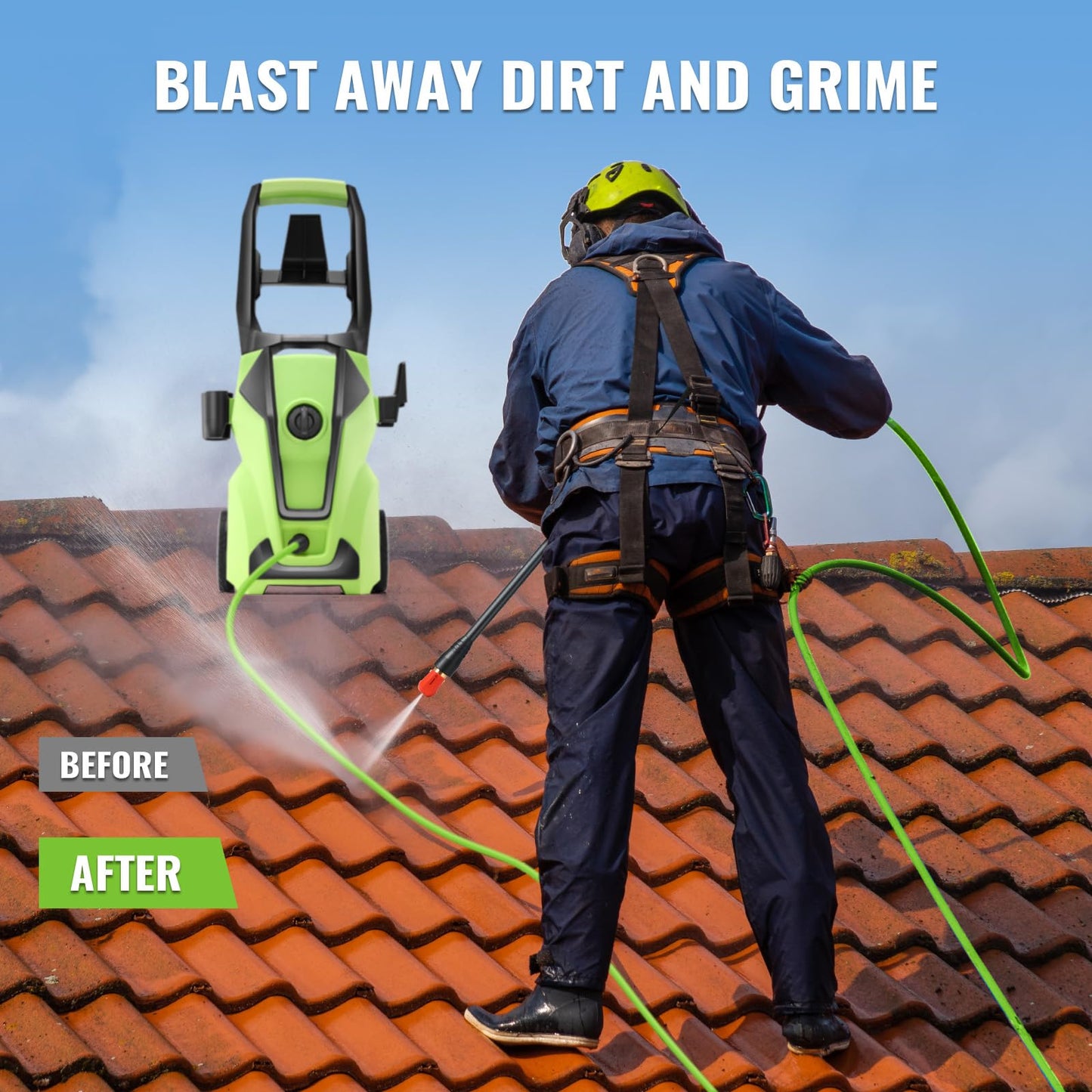 Imdot Electric Pressure Washer 5000PSI Max 4.0GPM with 33FT Flexible Extension Hose, 4 Nozzles, Foam Cannon, Power Washer Powered for Cars, Patios, Driveways, Deep Green