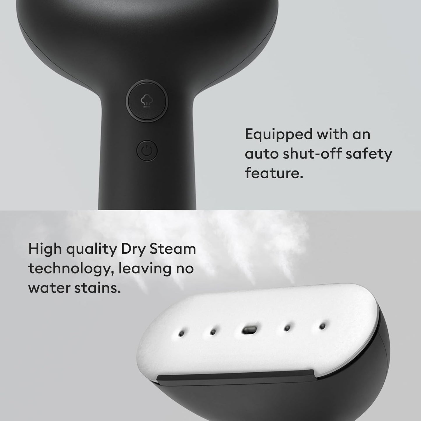 Steamery Handheld Clothes Steamer - Cirrus 3, 1200W Fast Heat-Up Garment Wrinkle Remover, Black