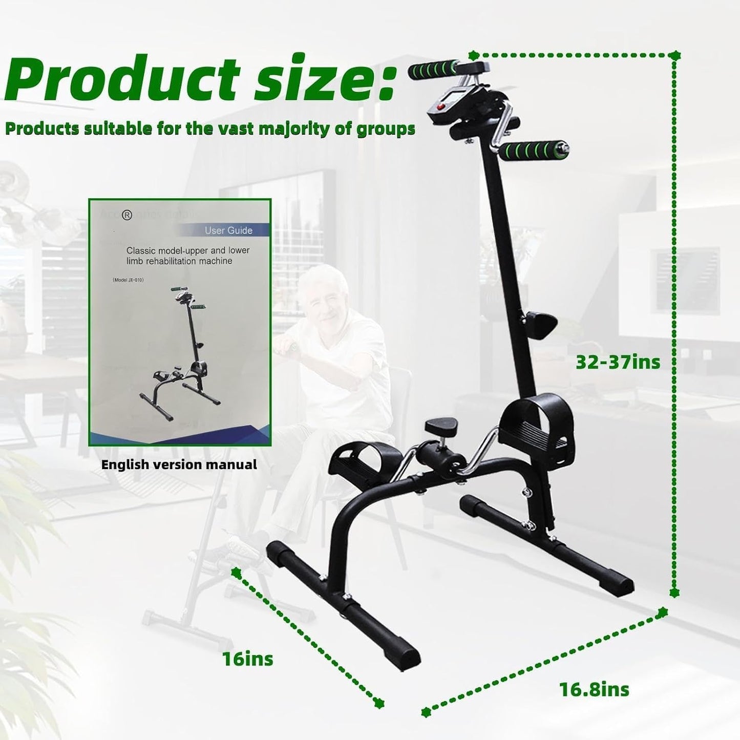 Pedal Exerciser Bike for Seniors Hand Arm Leg and Knee Stroke Recovery Equipment for Seniors fit for Full Body Great Gift for Elderly RehabWorkout (Pedal Exerciser Bike)