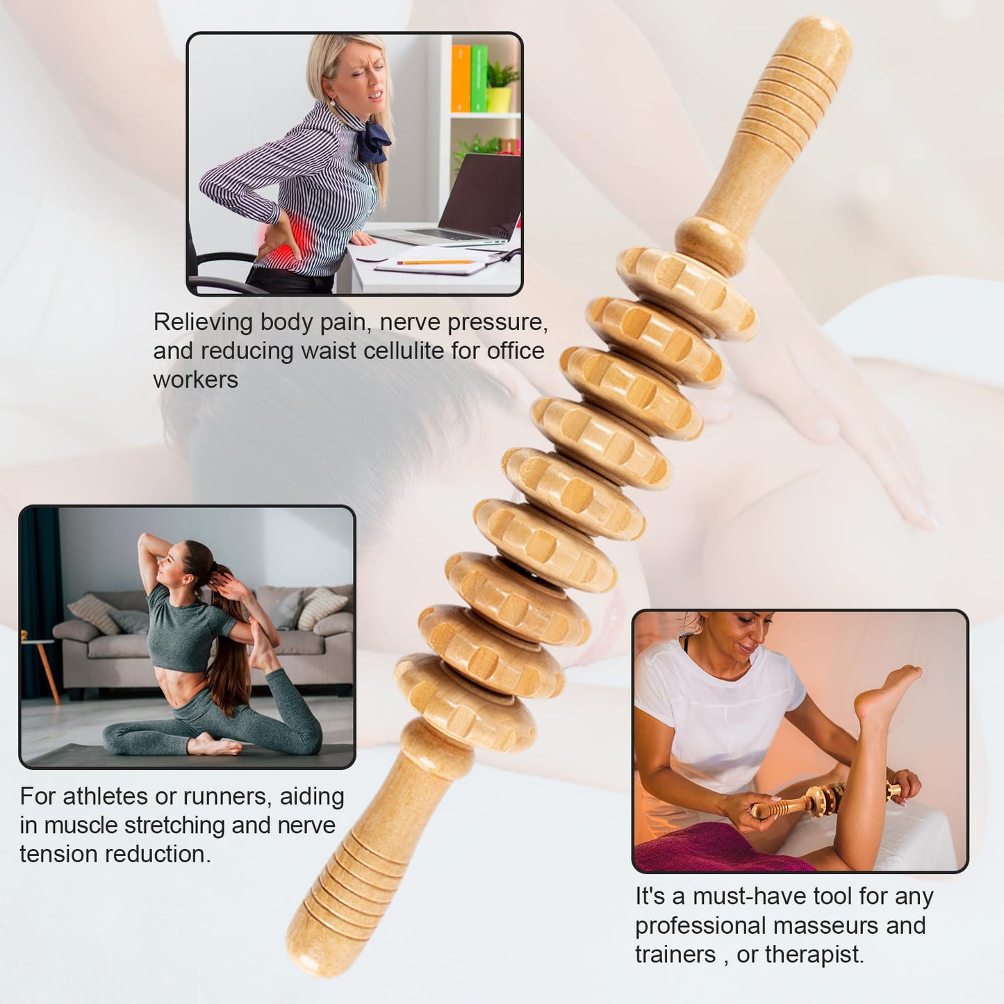 KintKita Wood Therapy Massage Tools,Wooden Massager Stick Roller Lymphatic Drainage Tool,Maderoterapia Kit Self Massage Roller Tool for Cellulite Reduction,Muscle Tension and Body Shaping,Contouring