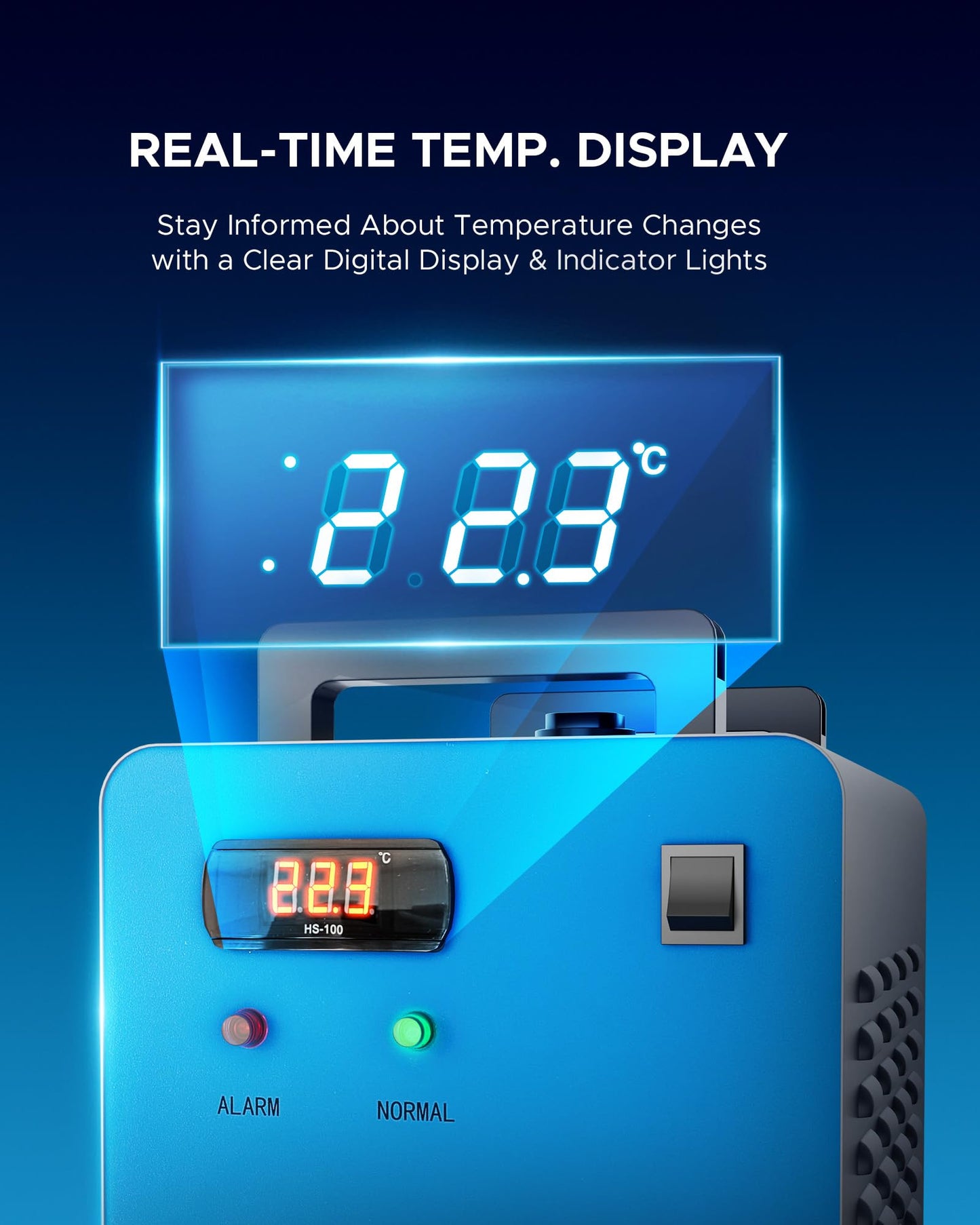 OMTECH 9L Industrial Water Chiller 2.6gpm CW-3000 Water Cooler for 40W K40 CO2 Laser Engraving & Cutting Machines, Water Cooling System Radiates 50W of Heat per Degree C