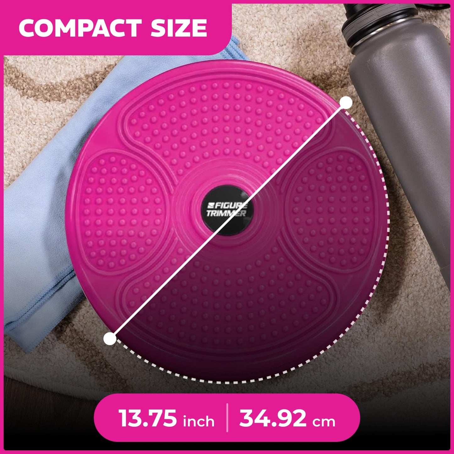 Figure Trimmer XL Core Ab Twister Board for Exercise 14 inch Large Waist Twisting Twist Disc for Slimming and Strengthening Abdominal & Stomach Exercise Equipment, Pink