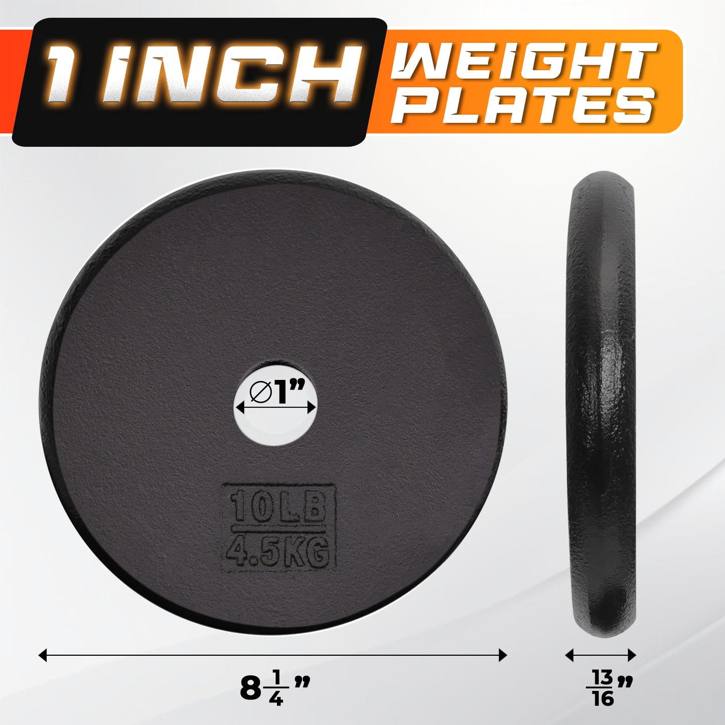 Yes4All 1-inch Cast Iron Weight Plates for Dumbbells – Standard Weight Plates (Combo 10lb x 4pcs)