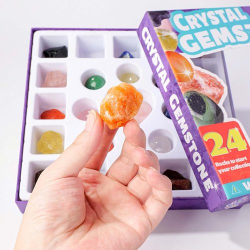 Crystal Advent Calendar 2025 by [Brand Name] - 24 Random Gemstones, Minerals & Fossils for Teens