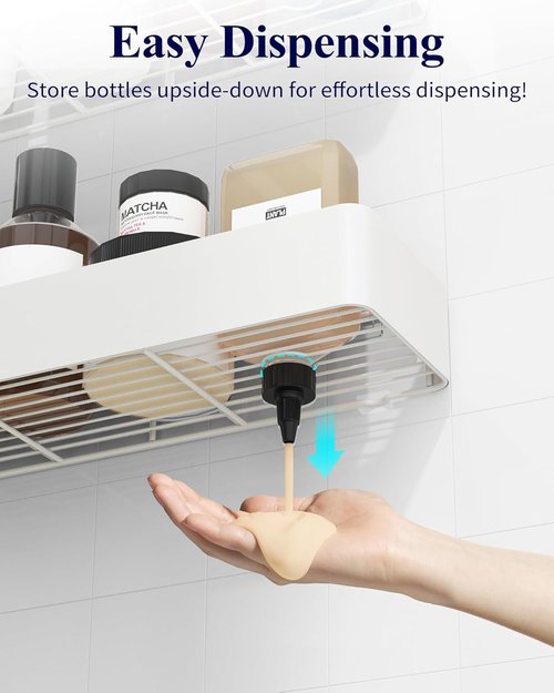 Kitsure Shower Caddy - Rustproof Metal Adhesive Organizer for No-Drill Bathroom Storage | 2 Pack, White, XX-Large