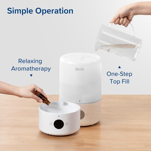LEVOIT Smart Cool Mist Humidifier - Auto Humidity Control & Voice App Features | 3L, White
