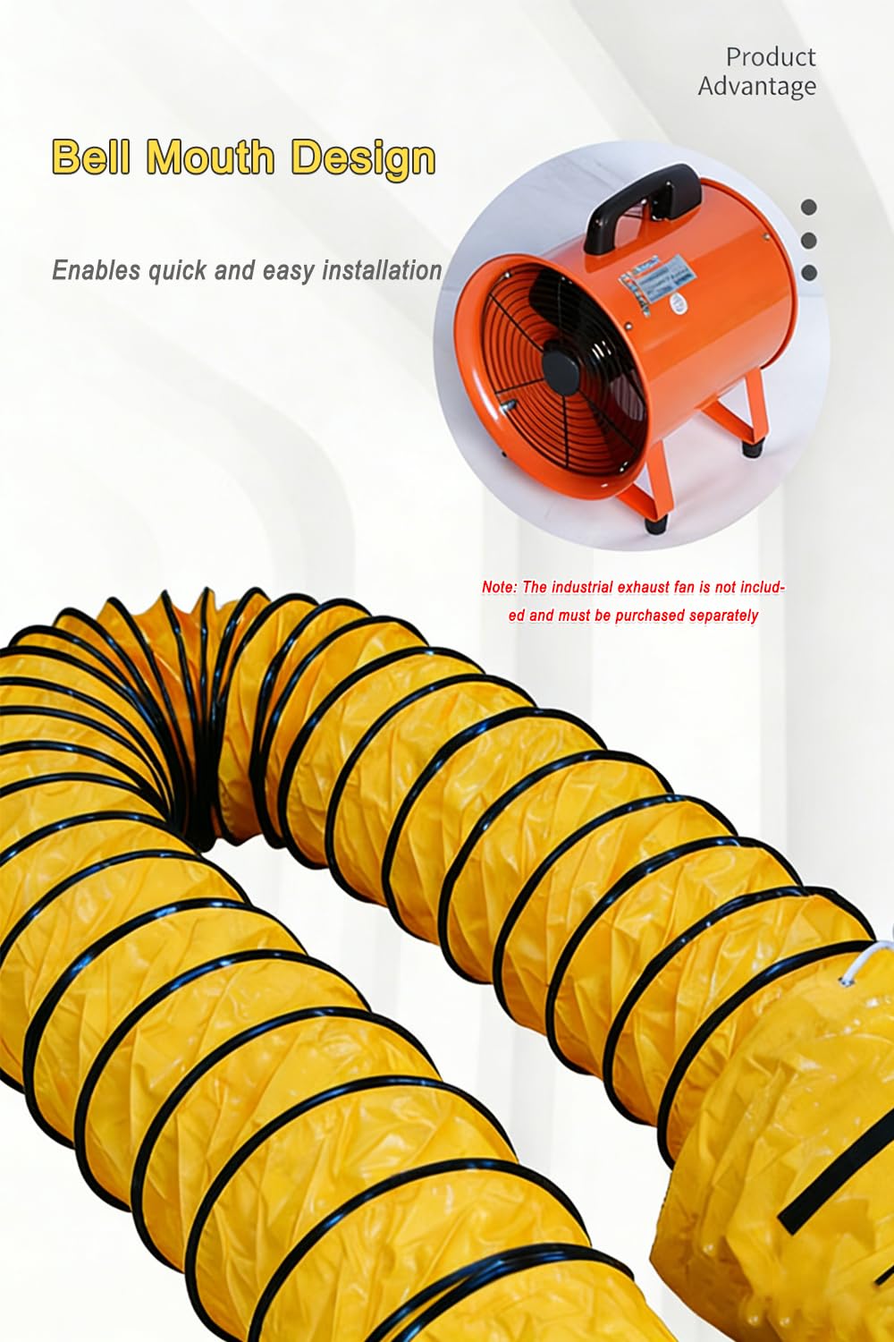 50FT PVC Flexible Duct Hose 18 Inch Duct Hosing with Adjustable Rope for Utility Blower Exhaust Fan Ducting Hose Folding Exhaust Duct Retracts into self-contained Carry Bag【15m*45cm】
