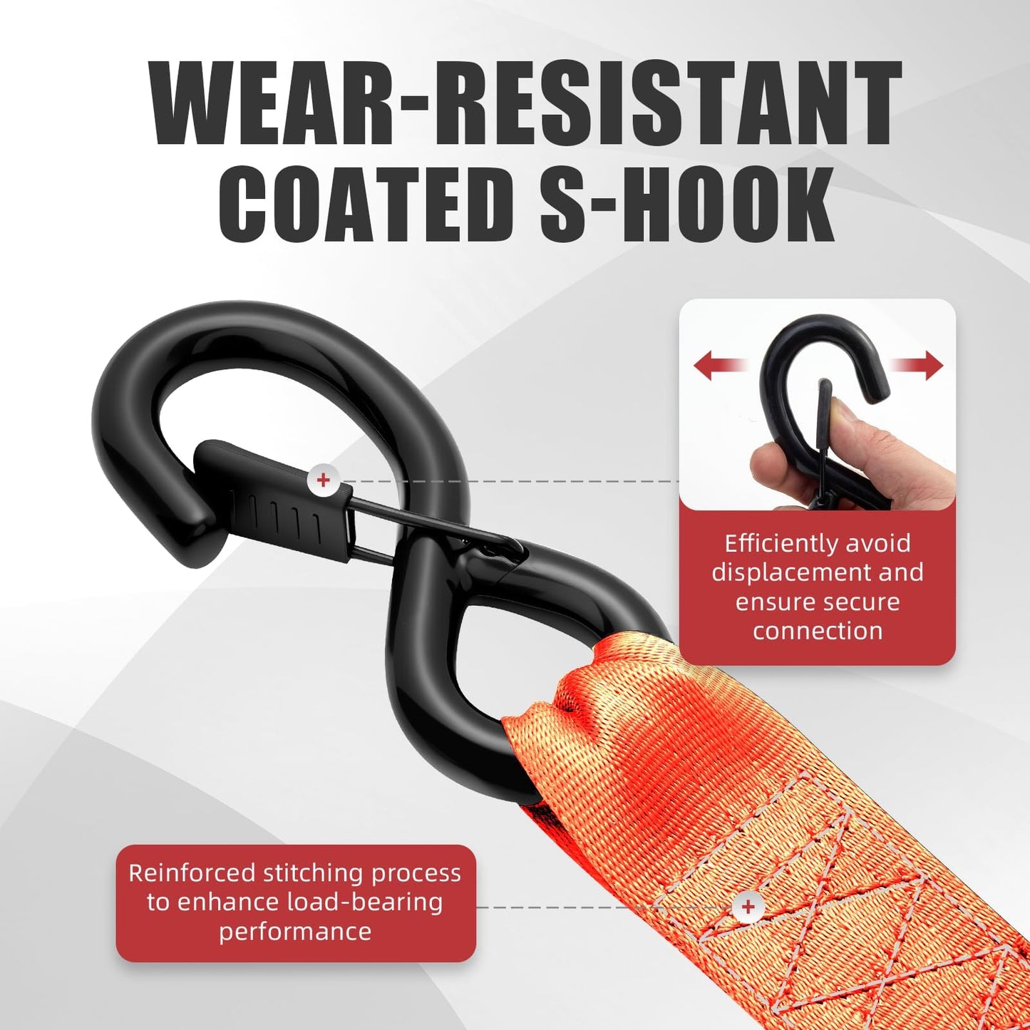 Auto Retractable Ratchet Straps 1800 lbs, 1in × 10ft Self-Retracting Tie Down Straps with Zinc S-Hooks, Heavy Duty Cargo Tie Downs for Trucks, Trailers & Roof Racks, 2 Pack, Orange, Damped Rewind
