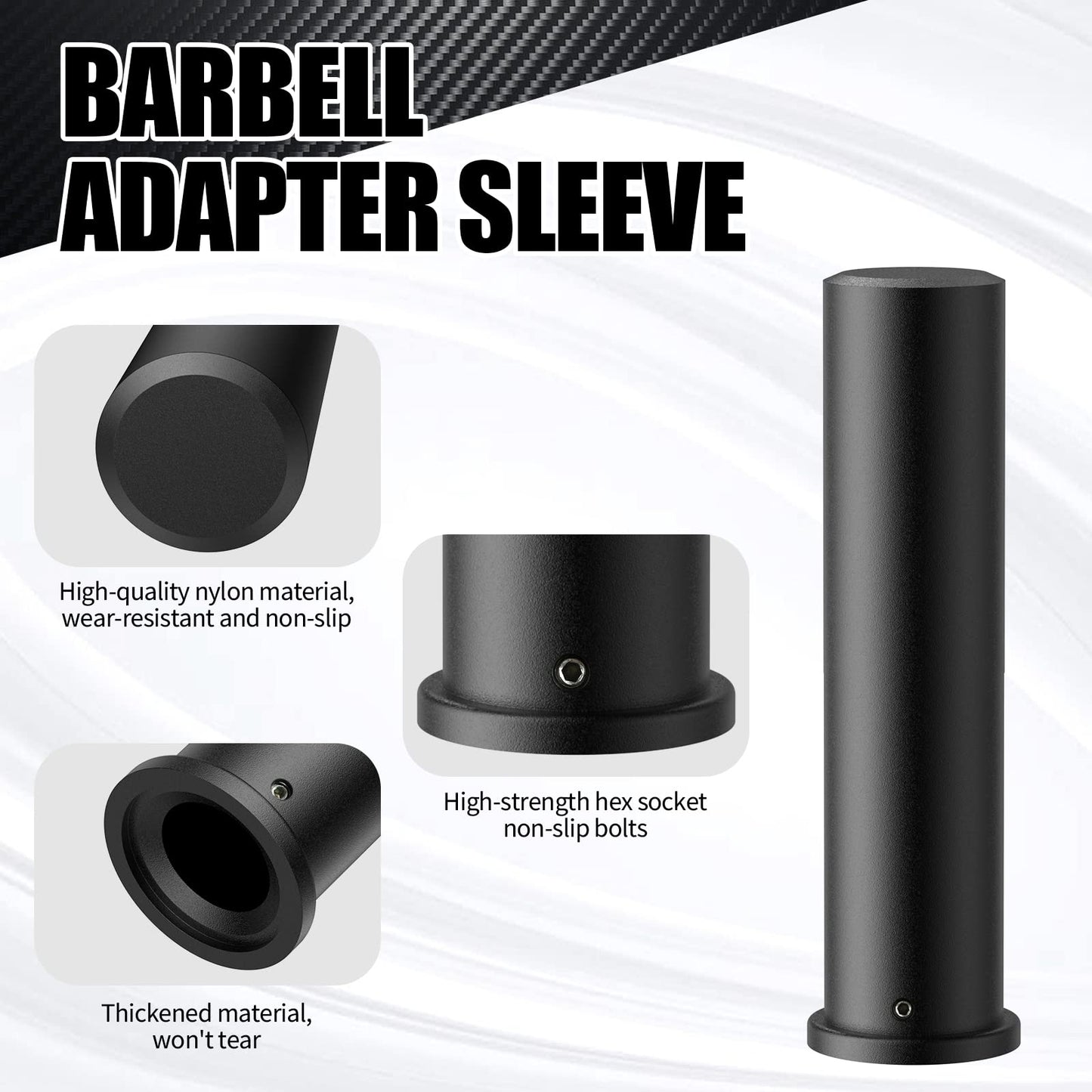 NewBEP 2PCS Olympic Adapter Sleeve 7.8" with Olympic Barbell Clamps 2", Converts 1" Standard Weight Plate Posts to 2" Olympic Weight Plate Posts, Removable end Cap
