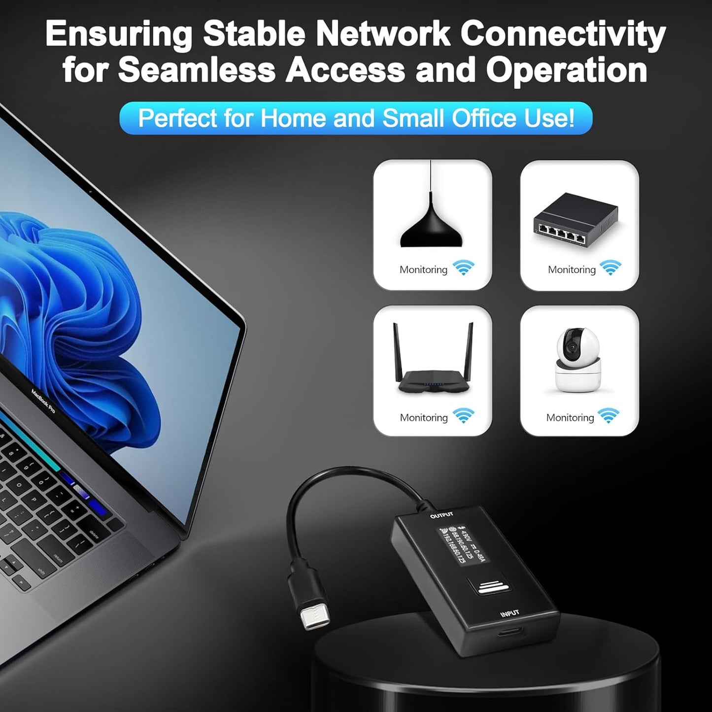 ezOutlet Automatic Router Rebooter Wi-Fi IP Enabled Remote DC Power Switch (USB Type-C Plug) with Auto Reboot