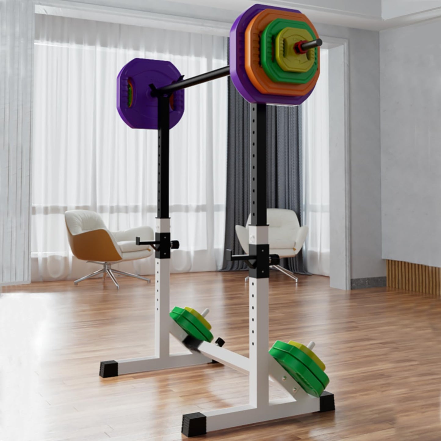 Achamusi Barbell Rack Stand - Multifunctional Adjustable Squat Rack, Heavy-Duty Dumbbell Rack，Strength Training Dip Station, Home Gym Equipment Max Load 550lbs