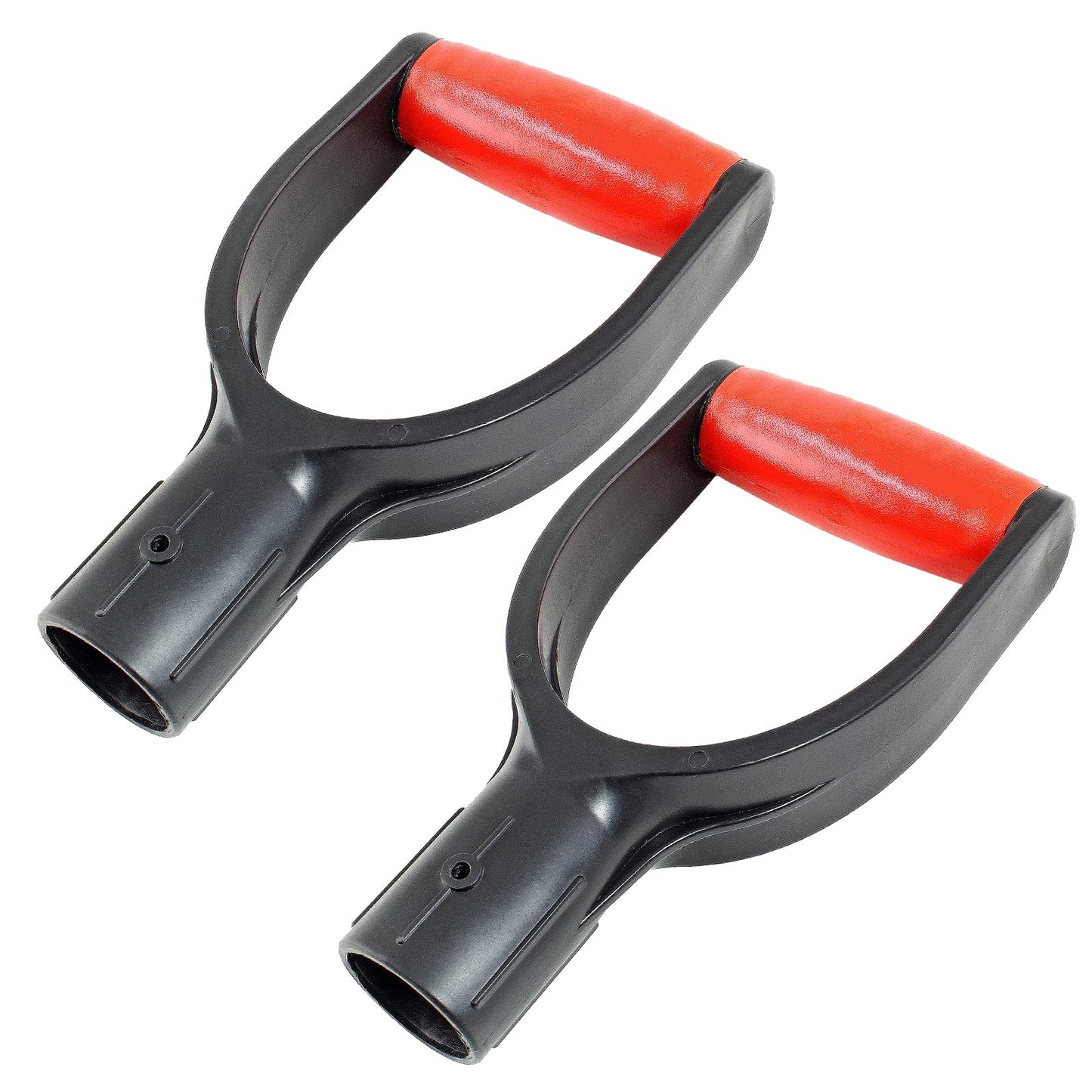 Jiozermi 2 Pcs Plastic Shovel D Grip Handles, 32mm / 1.26" Inner Diameter Spade Handle, Shovel Handle for Digging Raking Tools, Red