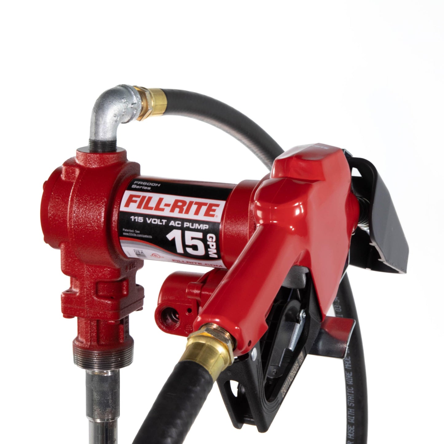 Fill-Rite FR610HA 115V 15 GPM Fuel Transfer Pump w/Discharge Hose & Automatic Nozzle (Red) | Gasoline, Diesel, Kerosene, Ethanol & Methanol Blends & Biodiesel
