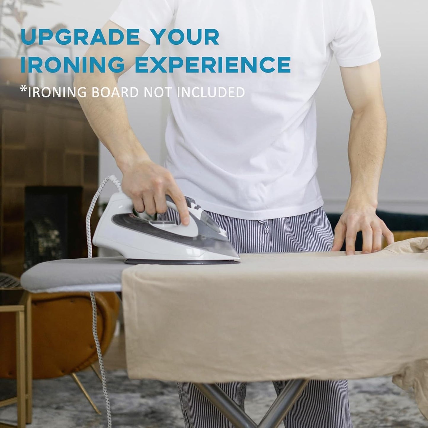 RAINHOL Ironing Board Cover - Extra Thick Padded, Non-Stick & Scorch Resistant - 15x54, Grey