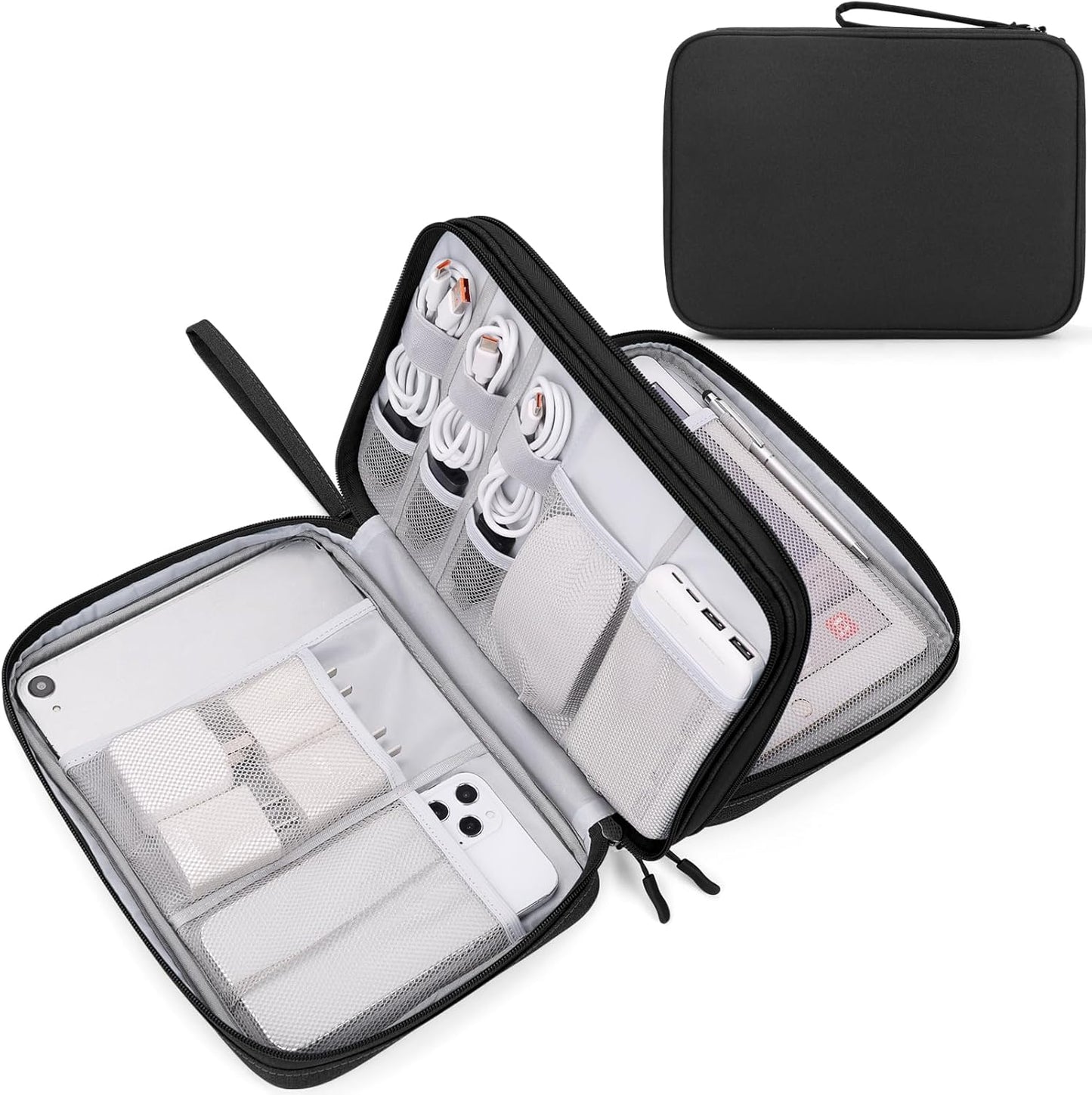 FYY Electronic Organizer, Extra Large Travel Cable Organizer Bag Pouch Portable Waterproof Double Layers All-in-One