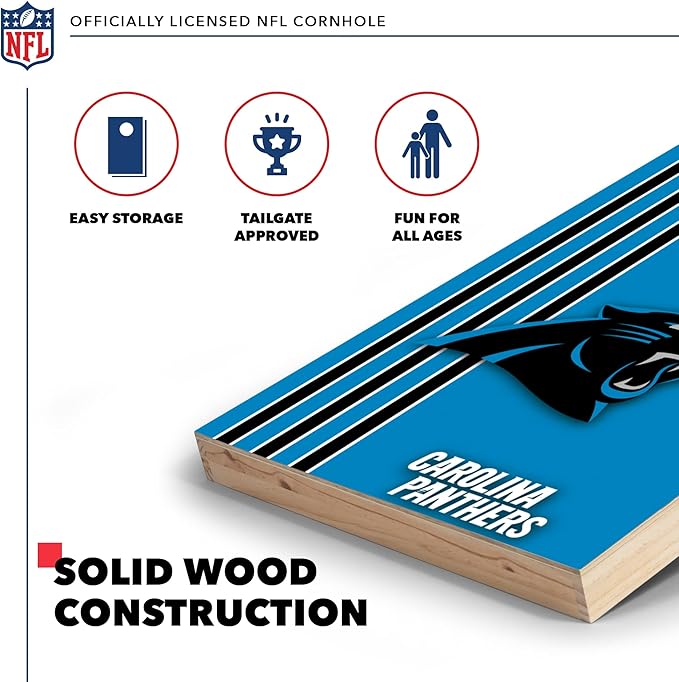 NFL 2' x 3' Solid Wood Cornhole Set with Direct Print HD Team Graphics – Great Gift for Any Football Fan! Bean Bag Toss Family Outdoor Games