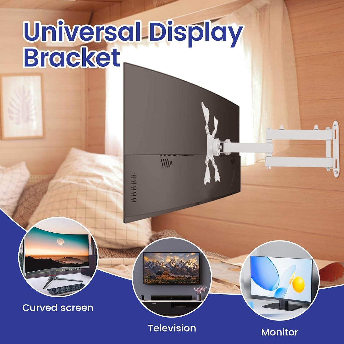 LZVXTYM 14-32 Inch TV Wall Bracket, Full Motion Tilt Rotation Adjustable Wall Mounting TV Stand Extension, Swivel Heavy