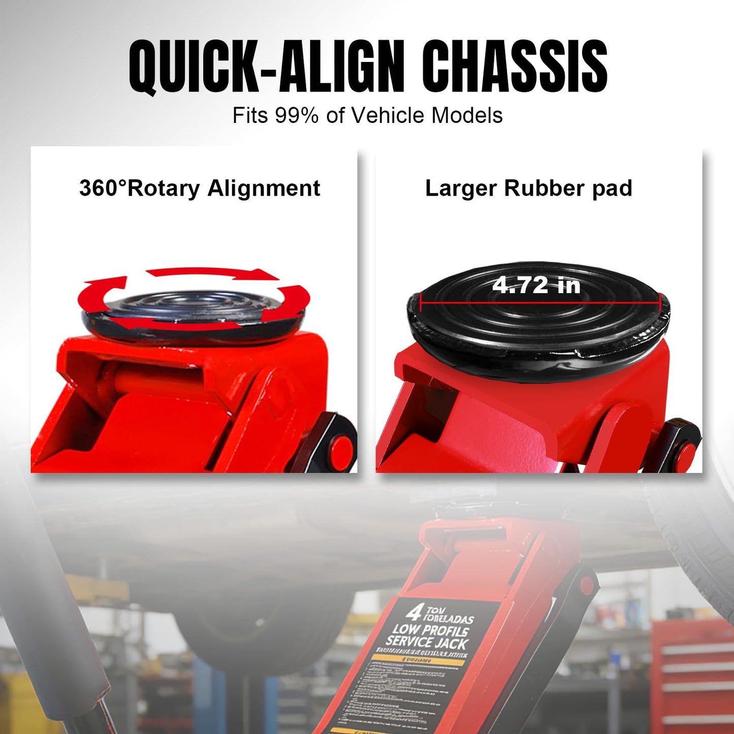 Big RED 4 Ton Low Profile Hydraulic Service Floor Jack, Dual Piston Fast Lift Pump, 8000 lb Heavy Duty Capacity