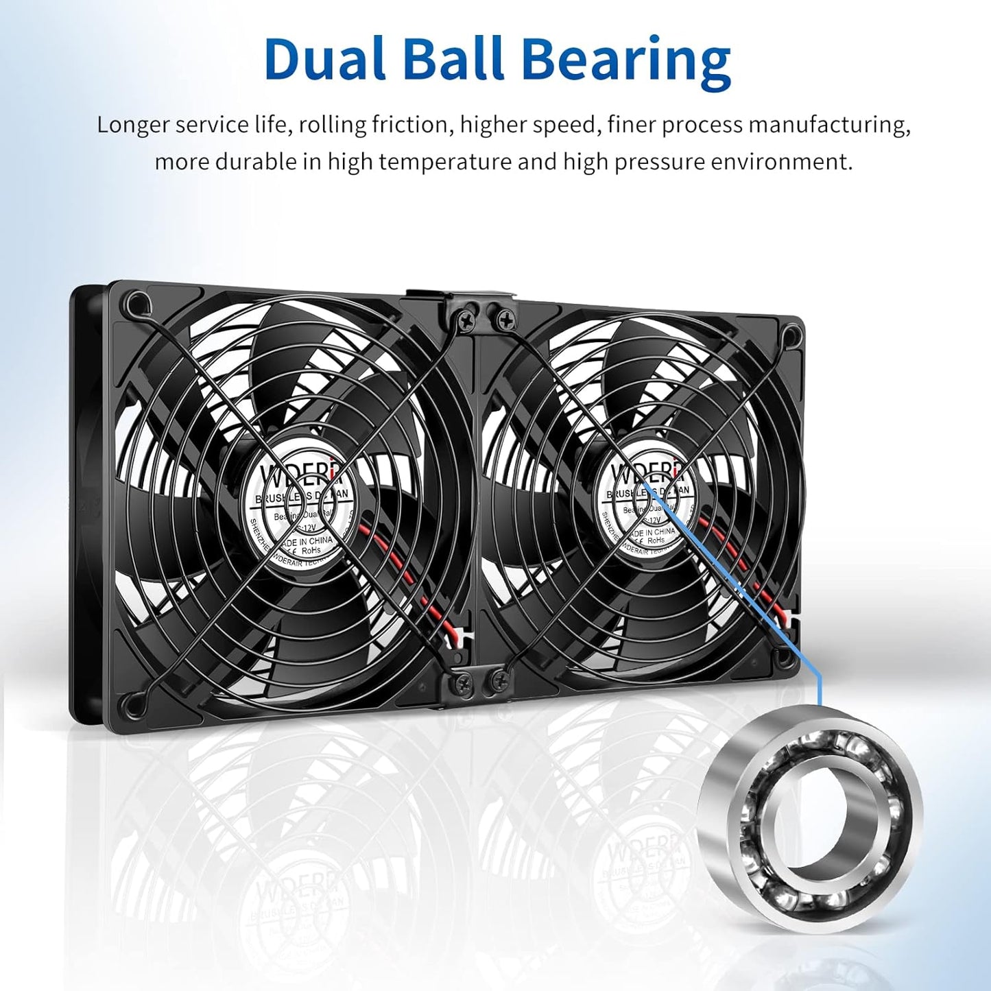 2 120mm 110V-240V Server Cooling x Big Airflow Computer Fan with AC Variable Speed Controller for Chassis PC Cabinets