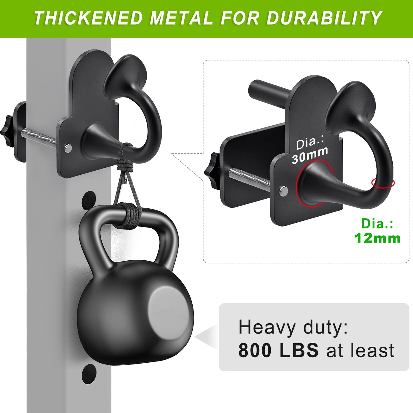 Lifeswell Resistance Band Anchors, Rack Attachment for 2"x2" Power Rack with 1" or 5/8" Hole, Adjustable Multi Point Workout Hook for Strength Training, Fitness, Physical Therapy, 2 Pack