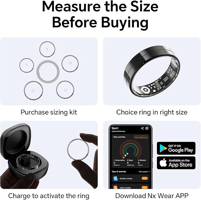 Smart Ring for Men and Women with Charging Case, Lifetime Free App Subscription, Ultra-Light and Thin Fitness Tracker, 24/7 Tracking of Activity, Health, Sleep, and Blood Oxygen