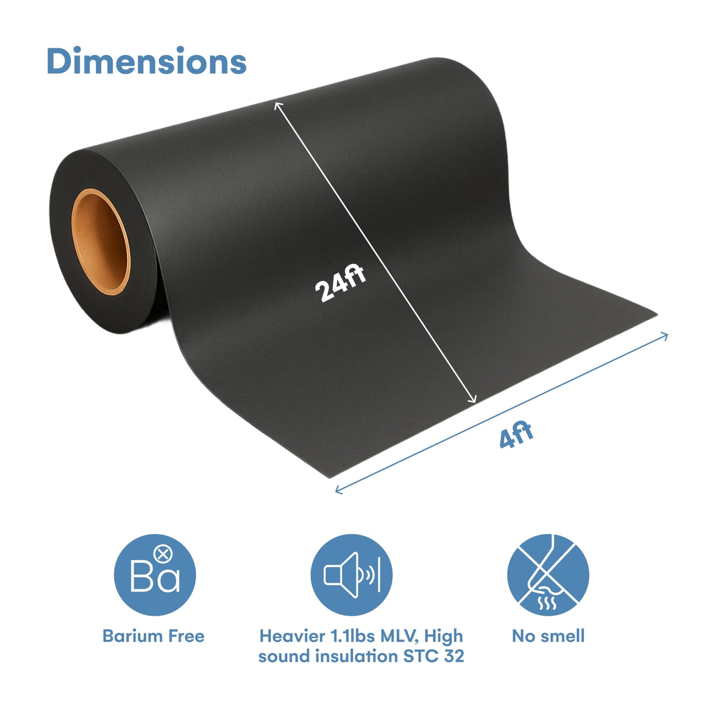 flybold Soundproofing Material Mass Loaded Vinyl 1.1 Lb Wall Soundproof Floor Outdoor Sound Barrier MLV with Acoustic Noise Barrier for Sound Proof Door Ceiling Cars (1.1 Lb 100 Sq. Ft)