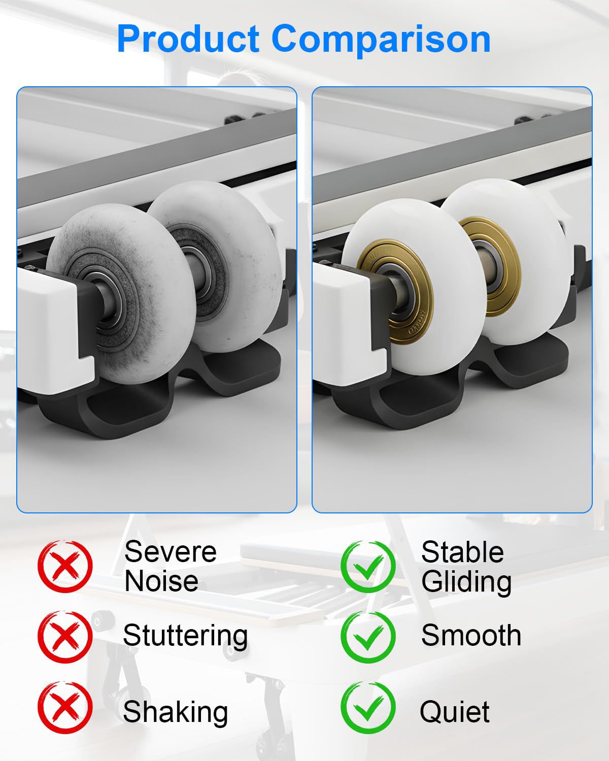 Replacement Roller Wheels Compatible with Aero Pilates Reformer Machine, Pilates Reformer Replacement Parts, White, 4 Pcs