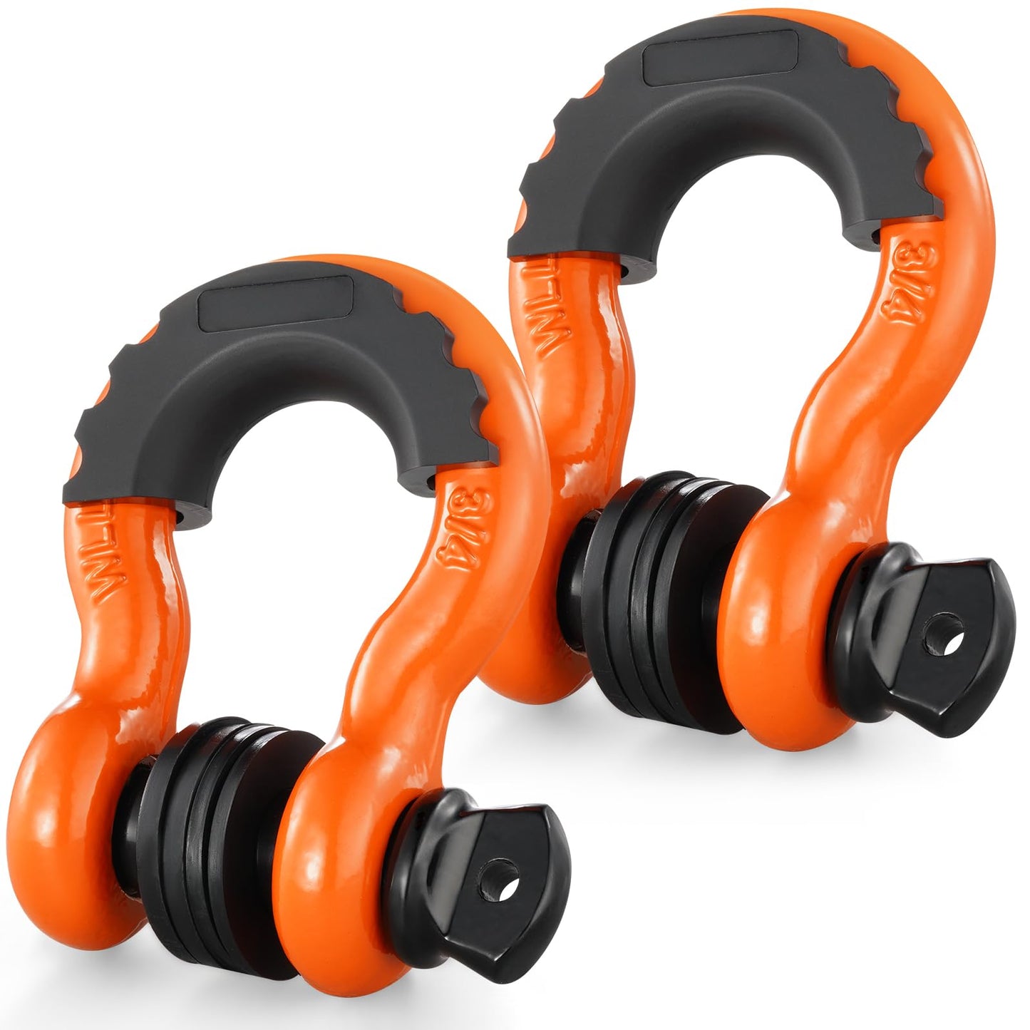 VEVOR 3/4" D Ring Shackle, Orange Shackles for Truck with 7/8” Screw Pin 62832 lbs(28.5 Ton) Break Strength Black Isolator Washers Kit, Winch Towing Shackle for Truck Jeep Heavy Duty Off Road Recovery